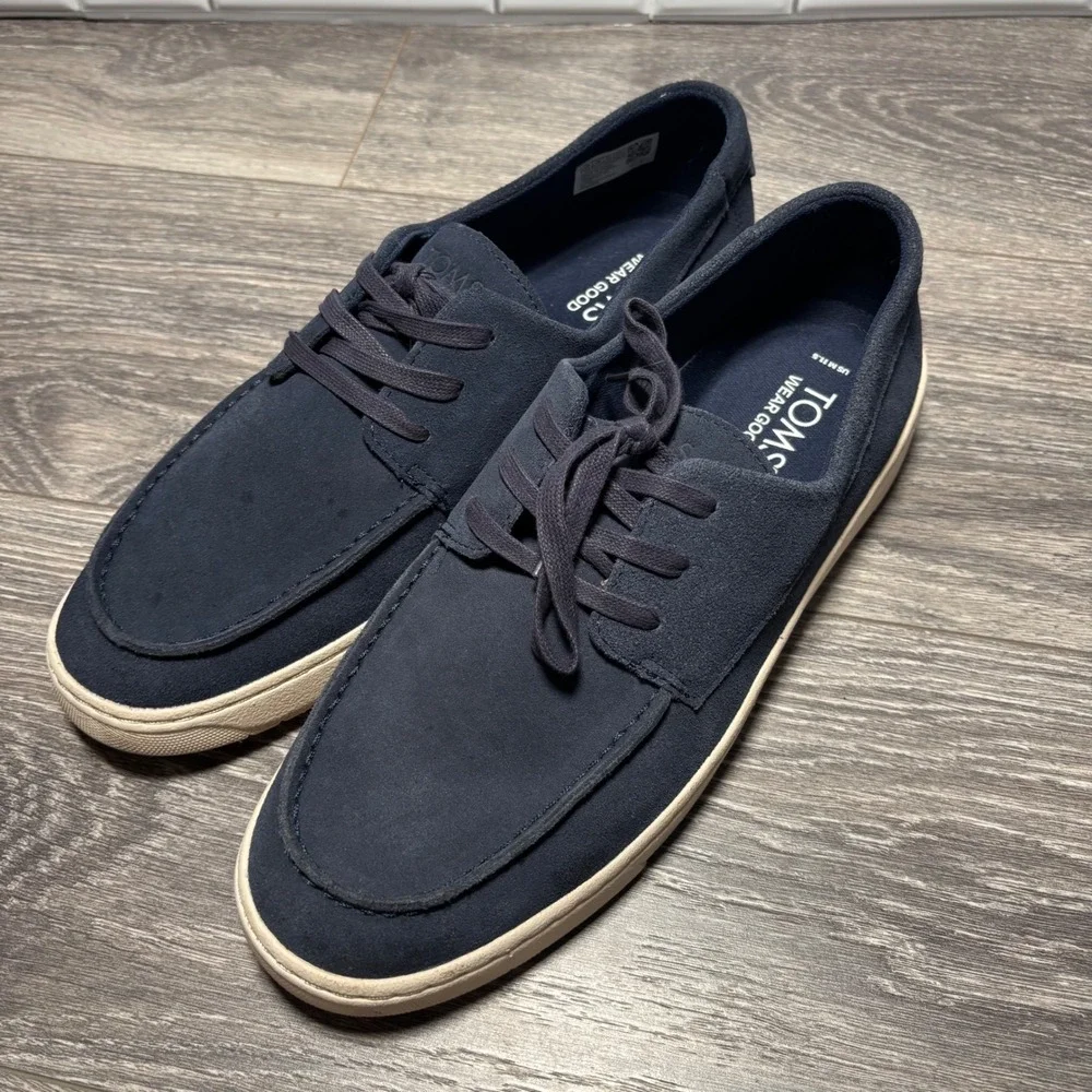 TOMS TRVL LITE London Mens Navy Lace Up Loafer Boat Shoes Size 11.5‎